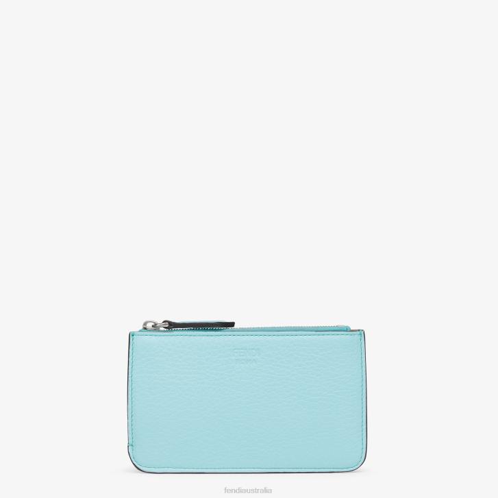 Women Accessories Fendi HP0B1530 Peekaboo Key Case Leather Pouch Light blue