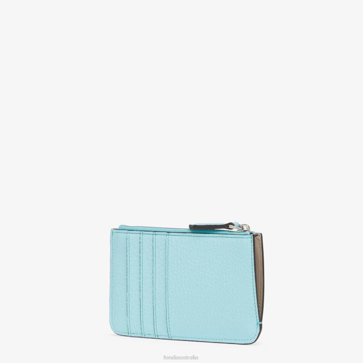 Women Accessories Fendi HP0B1530 Peekaboo Key Case Leather Pouch Light blue