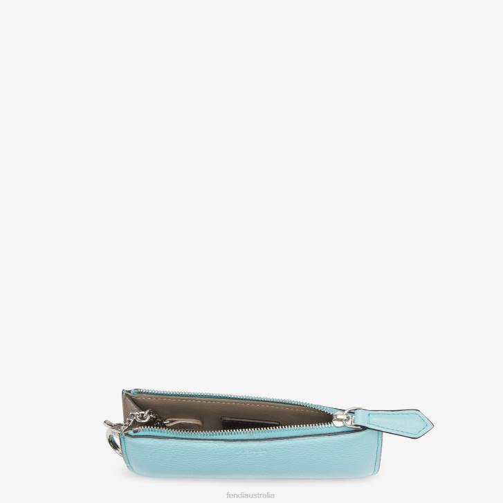 Women Accessories Fendi HP0B1530 Peekaboo Key Case Leather Pouch Light blue