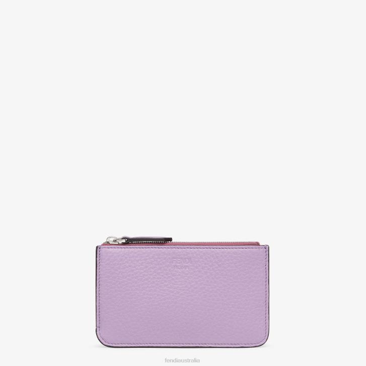 Women Accessories Fendi HP0B1531 Peekaboo Key Case Leather Pouch Purple