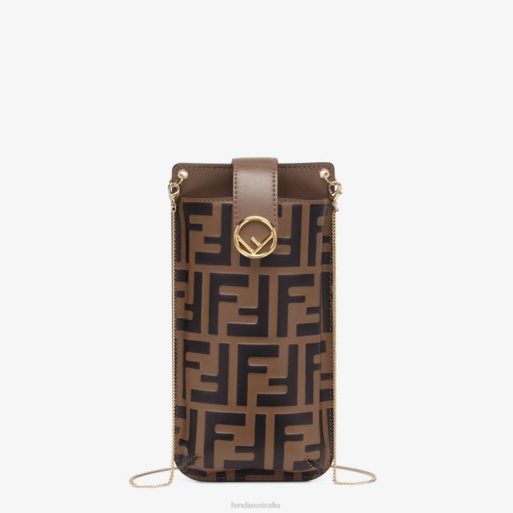 Women Accessories Fendi HP0B1564 Phone Leather Pouch Brown
