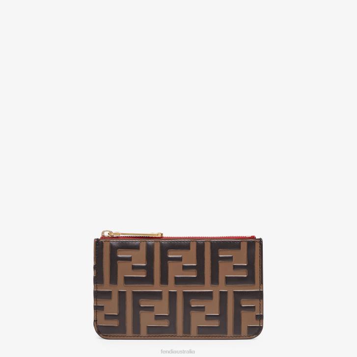 Women Accessories Fendi HP0B1595 Key Case Leather Pouch Brown