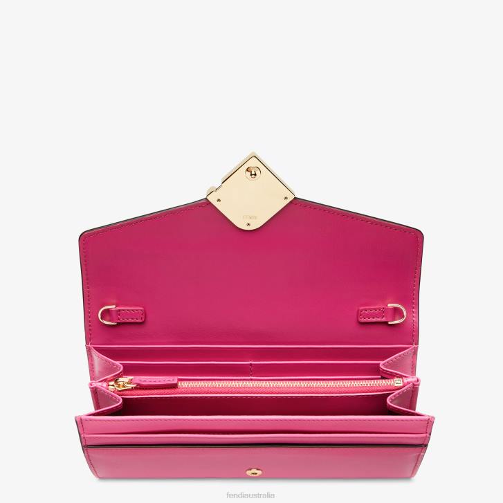 Women Accessories Fendi HP0B1406 Two-Tone Fuchsia And Leather Wallet Beige
