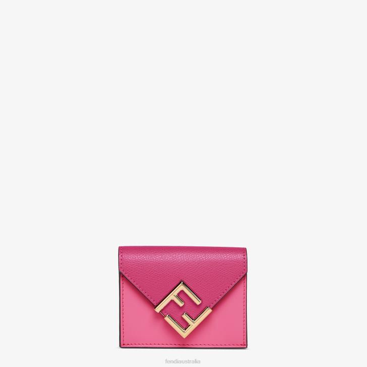 Women Accessories Fendi HP0B1407 Two-Tone Fuchsia And Leather Wallet Beige