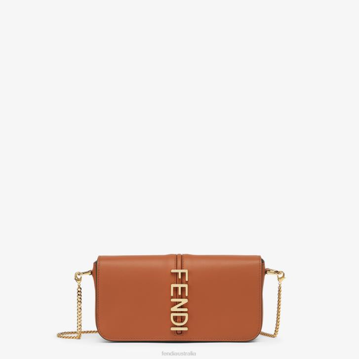 Women Accessories Fendi HP0B1416 Graphy On Chain Leather Wallet Brown