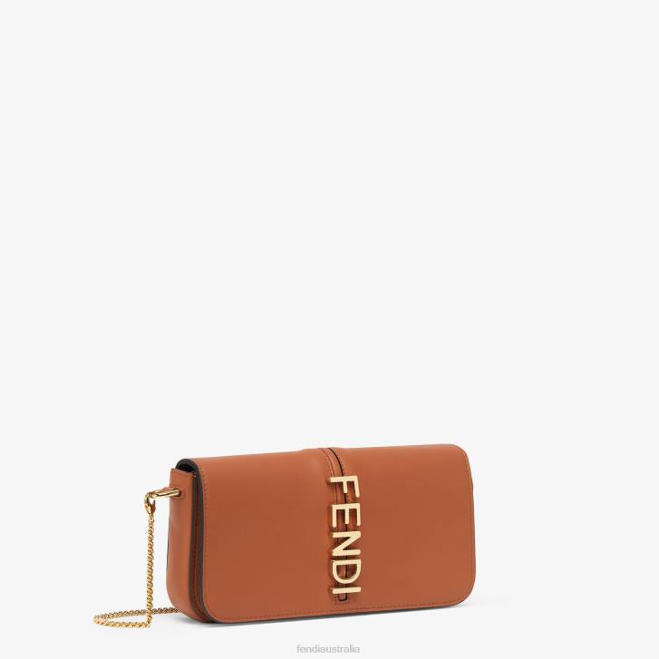 Women Accessories Fendi HP0B1416 Graphy On Chain Leather Wallet Brown