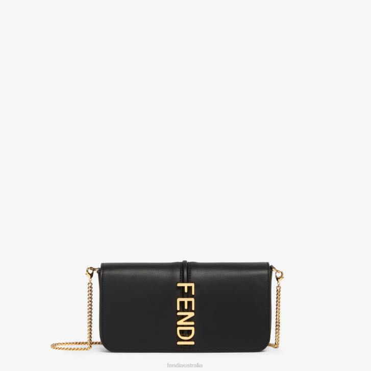 Women Accessories Fendi HP0B1417 Graphy On Chain Leather Wallet Black