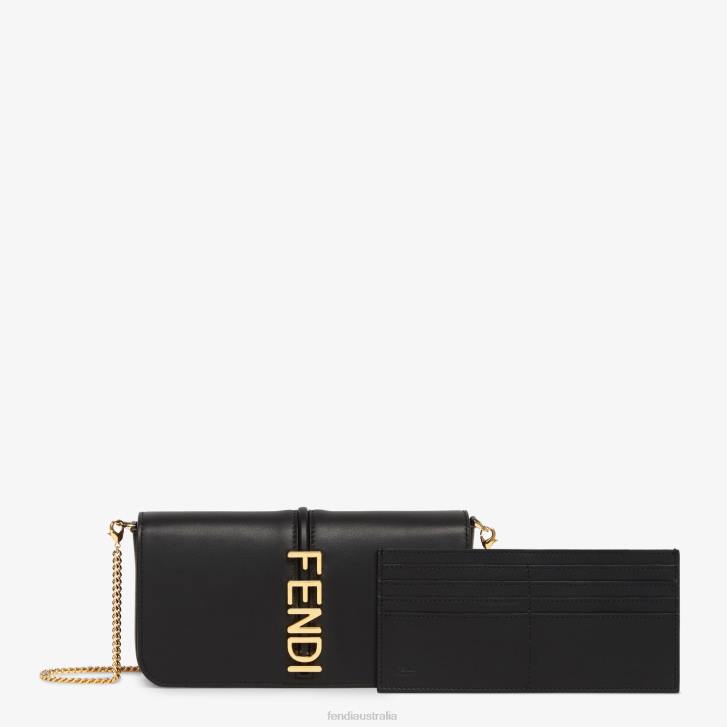 Women Accessories Fendi HP0B1417 Graphy On Chain Leather Wallet Black
