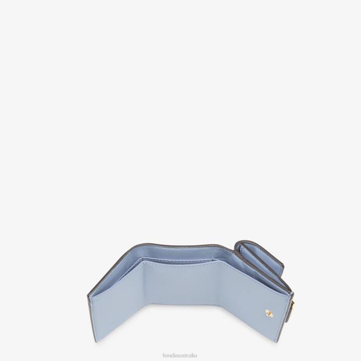 Women Accessories Fendi HP0B1423 Baguette Micro Trifold Nappa Leather Wallet Light blue