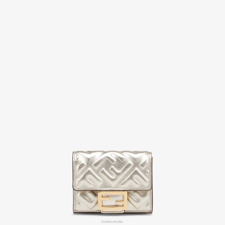 Women Accessories Fendi HP0B1552 Micro Trifold Leather Wallet Gray