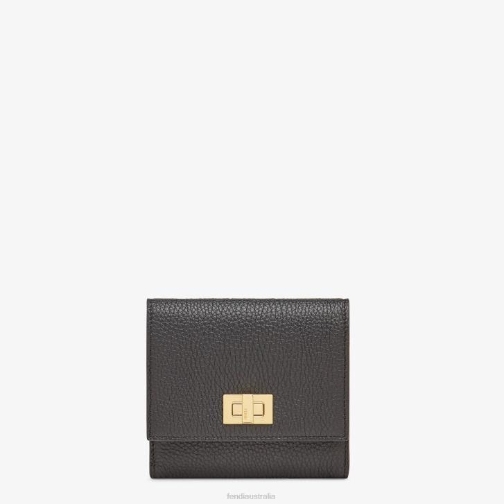 Women Accessories Fendi HP0B1566 Peekaboo Leather Wallet Black