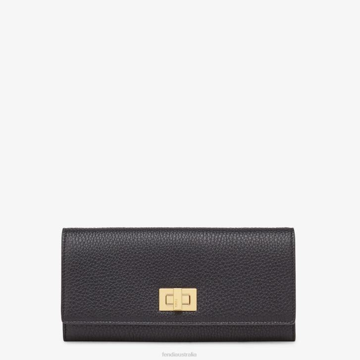 Women Accessories Fendi HP0B1567 Peekaboo Continental Leather Wallet Black