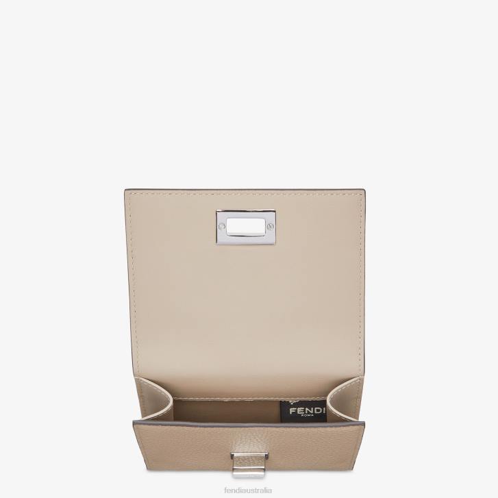 Women Accessories Fendi HP0B1569 Peekaboo Leather Wallet Beige