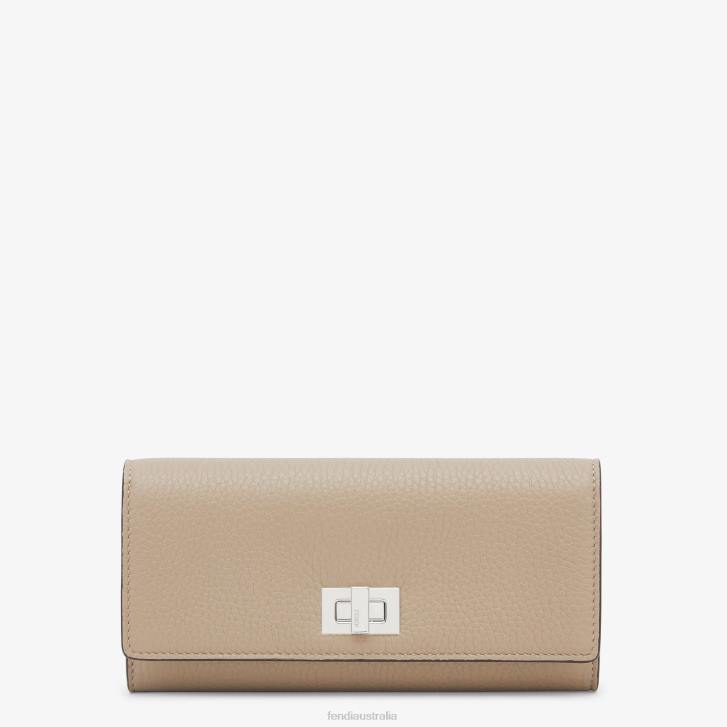 Women Accessories Fendi HP0B1570 Peekaboo Continental Leather Wallet Beige