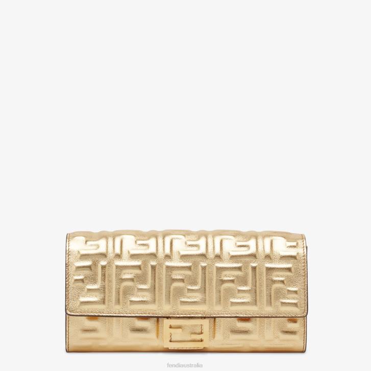Women Accessories Fendi HP0B1576 En Leather Wallet Gold