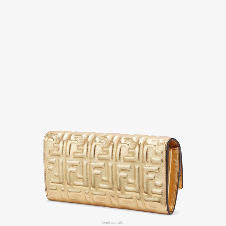 Women Accessories Fendi HP0B1576 En Leather Wallet Gold
