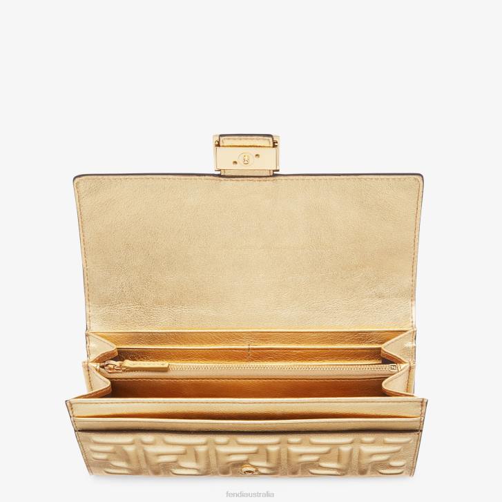 Women Accessories Fendi HP0B1576 En Leather Wallet Gold