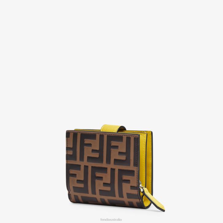 Women Accessories Fendi HP0B1582 Compact, Leather Wallet Brown