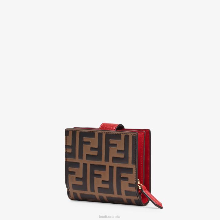 Women Accessories Fendi HP0B1594 Leather Compact Wallet Brown