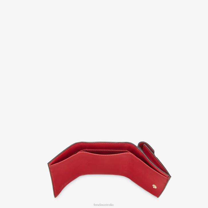 Women Accessories Fendi HP0B1596 Micro Tri-Fold Leather Wallet Red