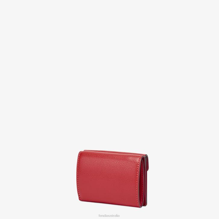 Women Accessories Fendi HP0B1596 Micro Tri-Fold Leather Wallet Red