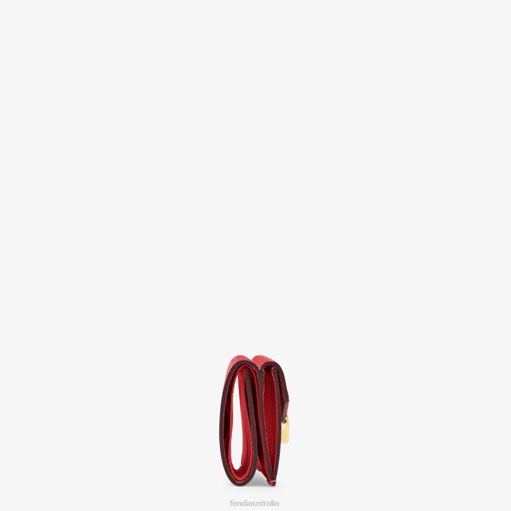 Women Accessories Fendi HP0B1596 Micro Tri-Fold Leather Wallet Red