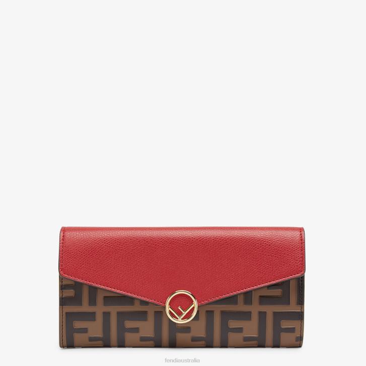 Women Accessories Fendi HP0B1599 Continental Leather Wallet Red