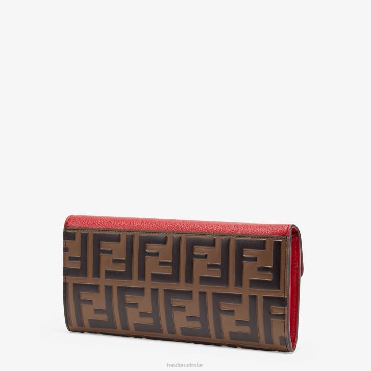 Women Accessories Fendi HP0B1599 Continental Leather Wallet Red