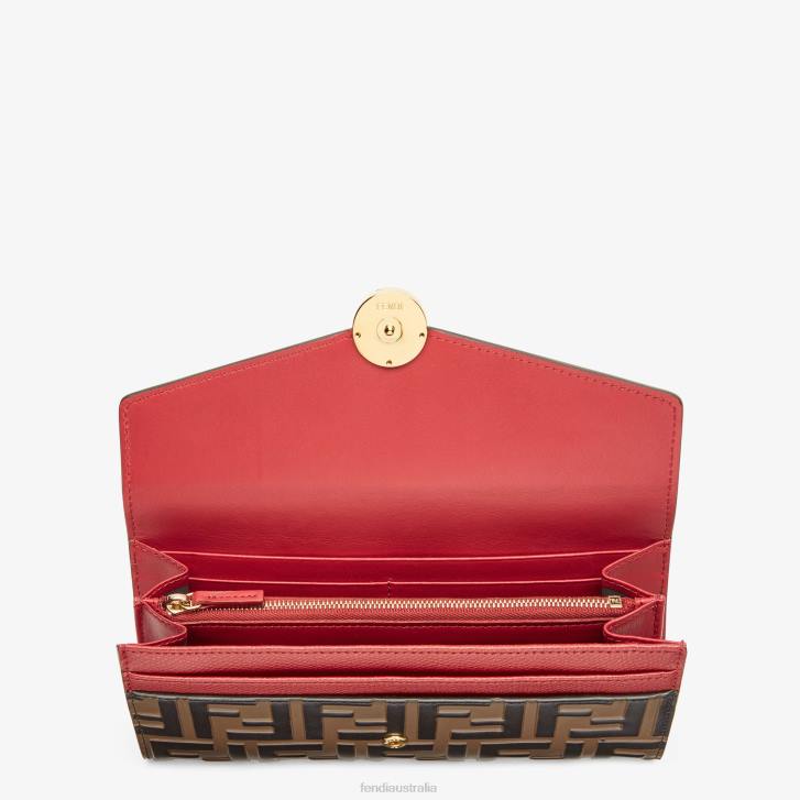Women Accessories Fendi HP0B1599 Continental Leather Wallet Red
